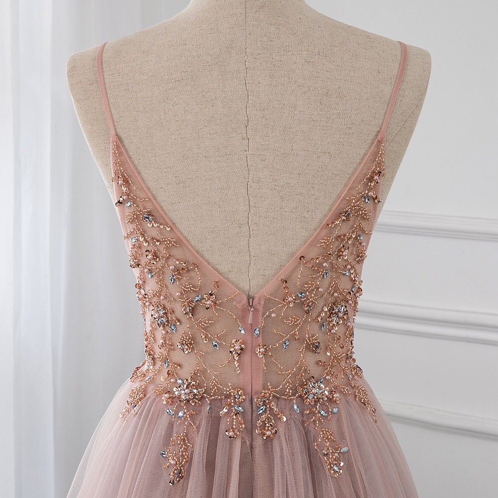 Dusty Rose Prom Dress Wedding Slit Dress NWT - Picture 4 of 6